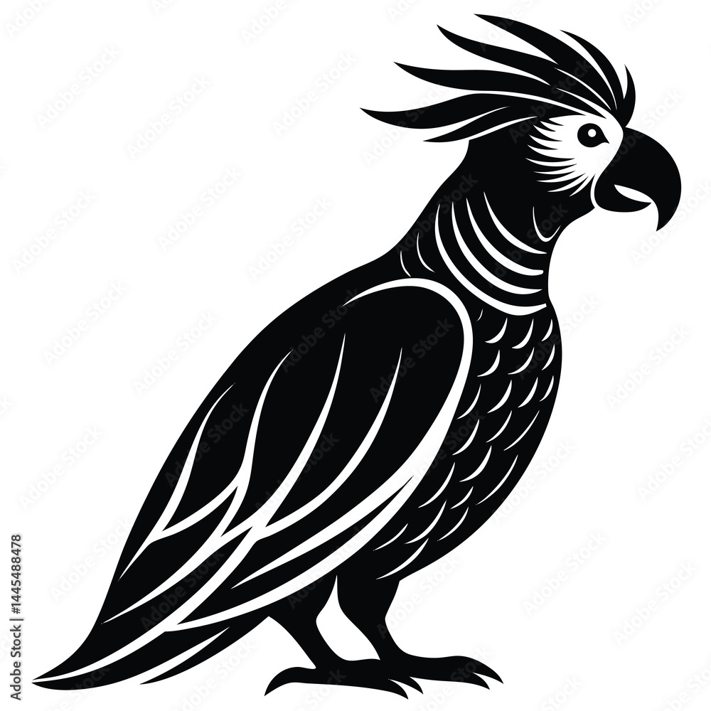 Fototapeta premium Elegant Stylized Black and White Parrot Illustration
