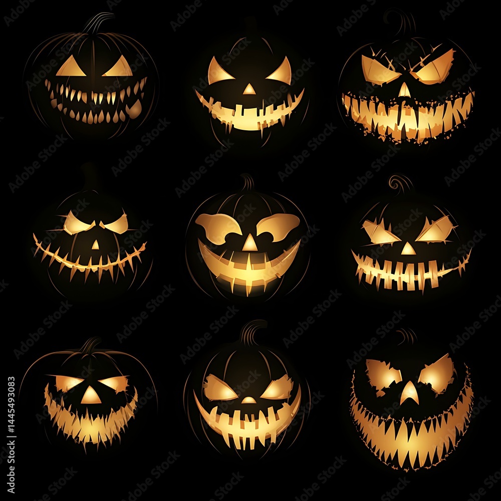 Halloween pumpkin face with spooky smile, vector art Halloween pumpkin face with spooky smile, vector art