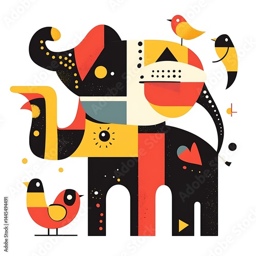 Abstract cartoon geometric animals, vector minimal