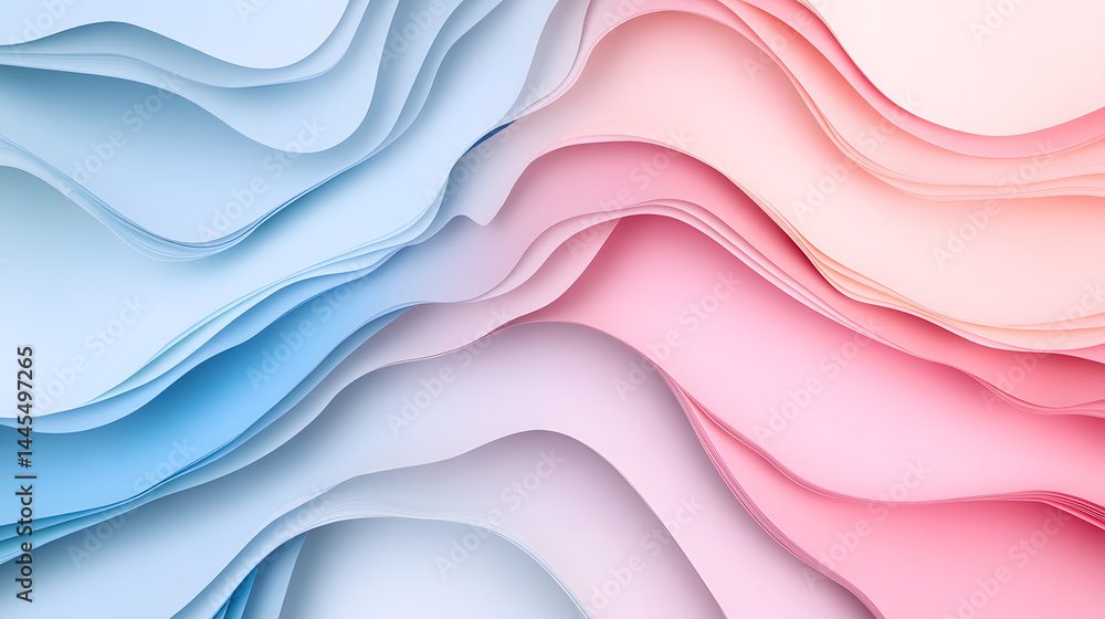Fototapeta premium Elegant abstract paper layers studio digital art soft colors close-up visual harmony