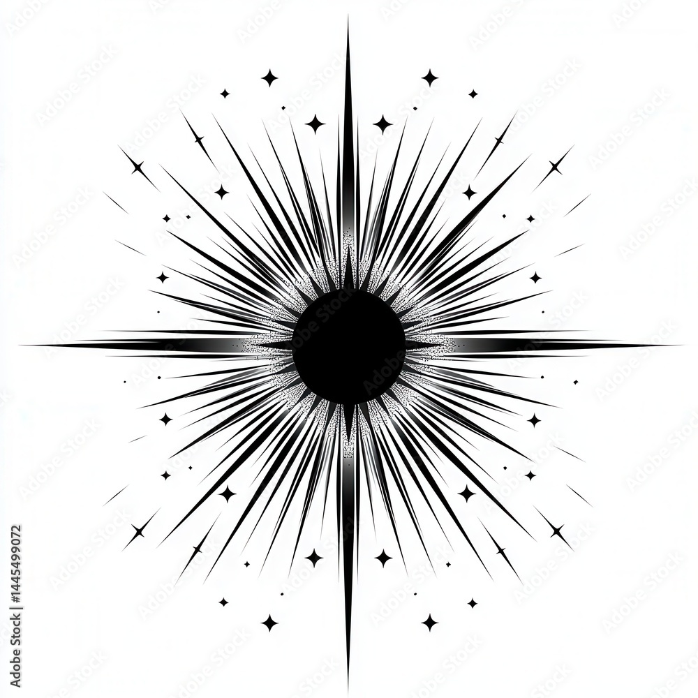 Boho starburst for minimalist logo, clean black vector design Boho starburst for minimalist logo, clean black vector design