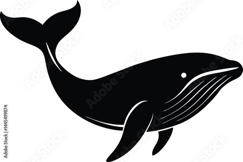silhouette of a whale breaching on white background