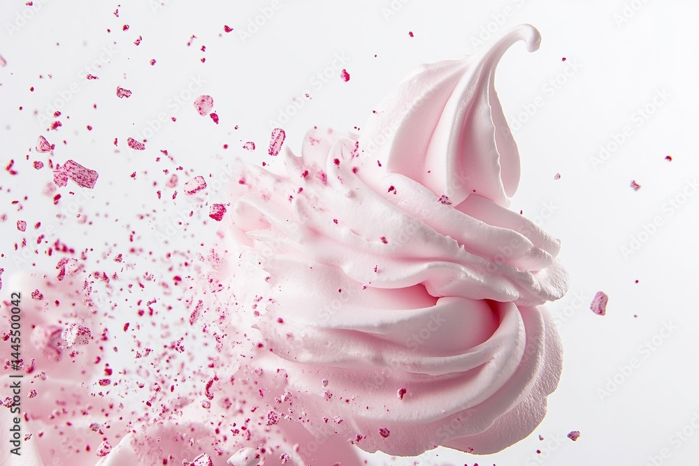 A close up of a pink frosted dessert with a lot of sprinkles on top A close up of a pink frosted dessert with a lot of sprinkles on top