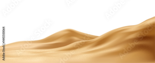 Vector Illustration of a Smooth Abstract Golden Surface With Flowing Curves on a White Background