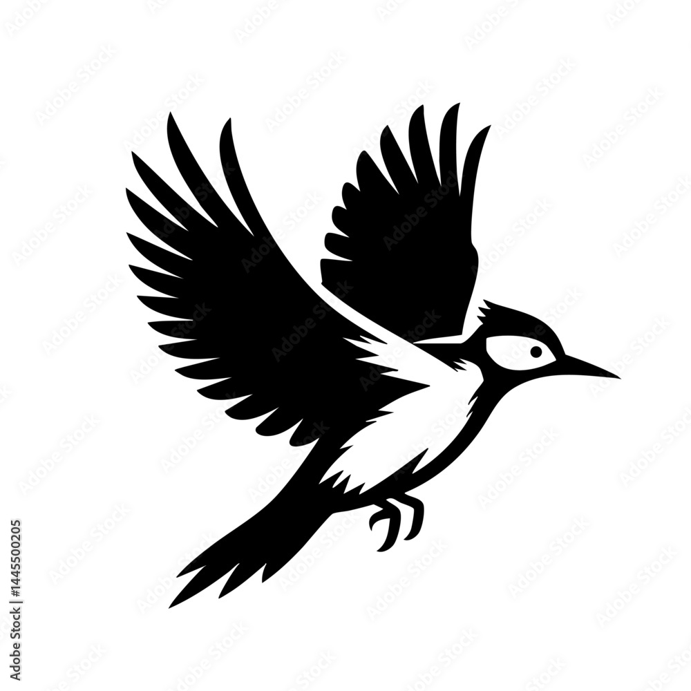 Obraz premium Majestic Bird in Flight: A Black and White Avian Silhouette