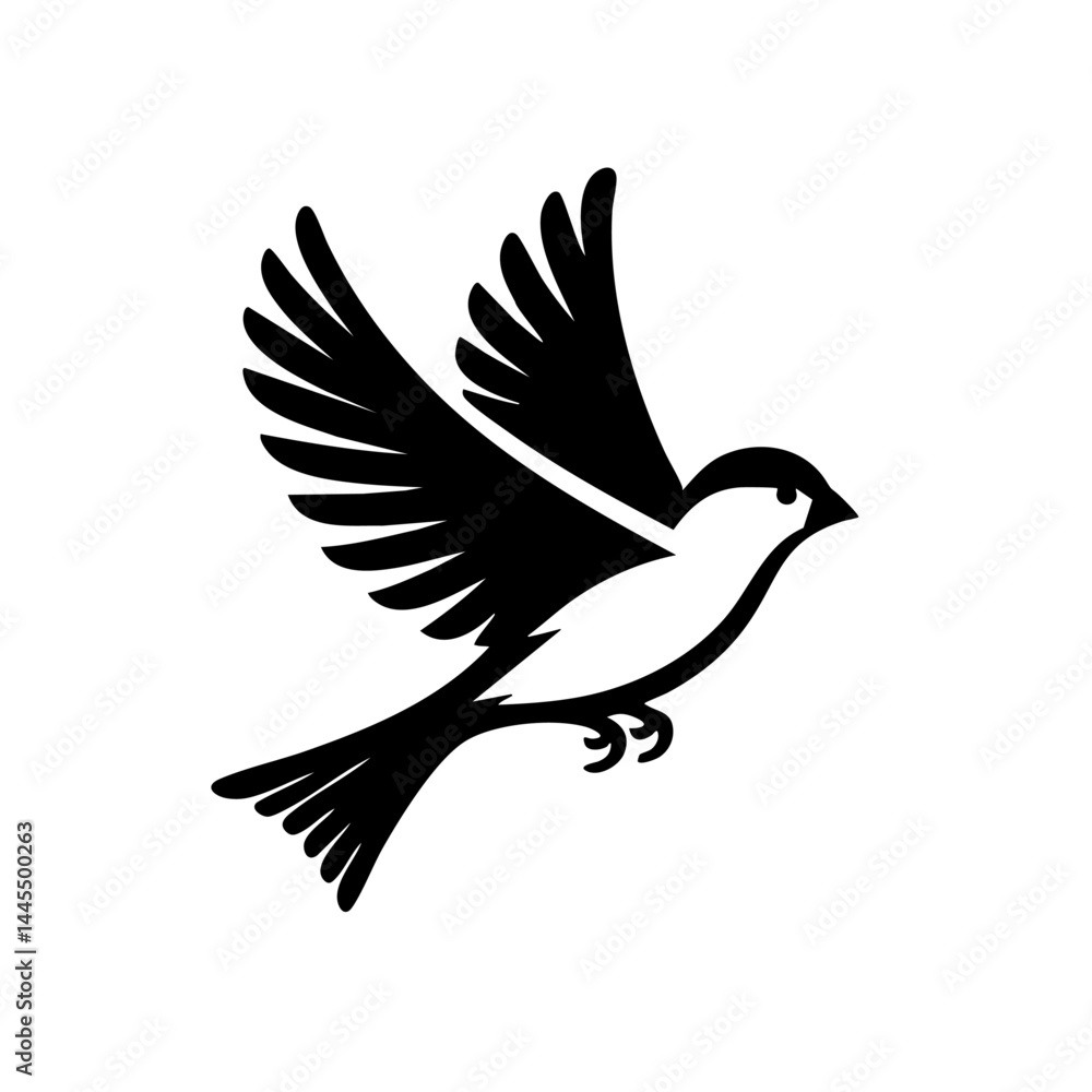 Fototapeta premium Majestic Bird in Flight: A Black and White Avian Silhouette