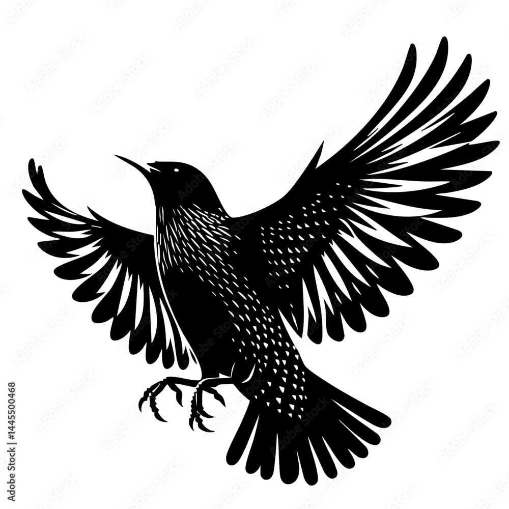 Obraz premium Majestic Bird in Flight: A Stunning Black and White Silhouette
