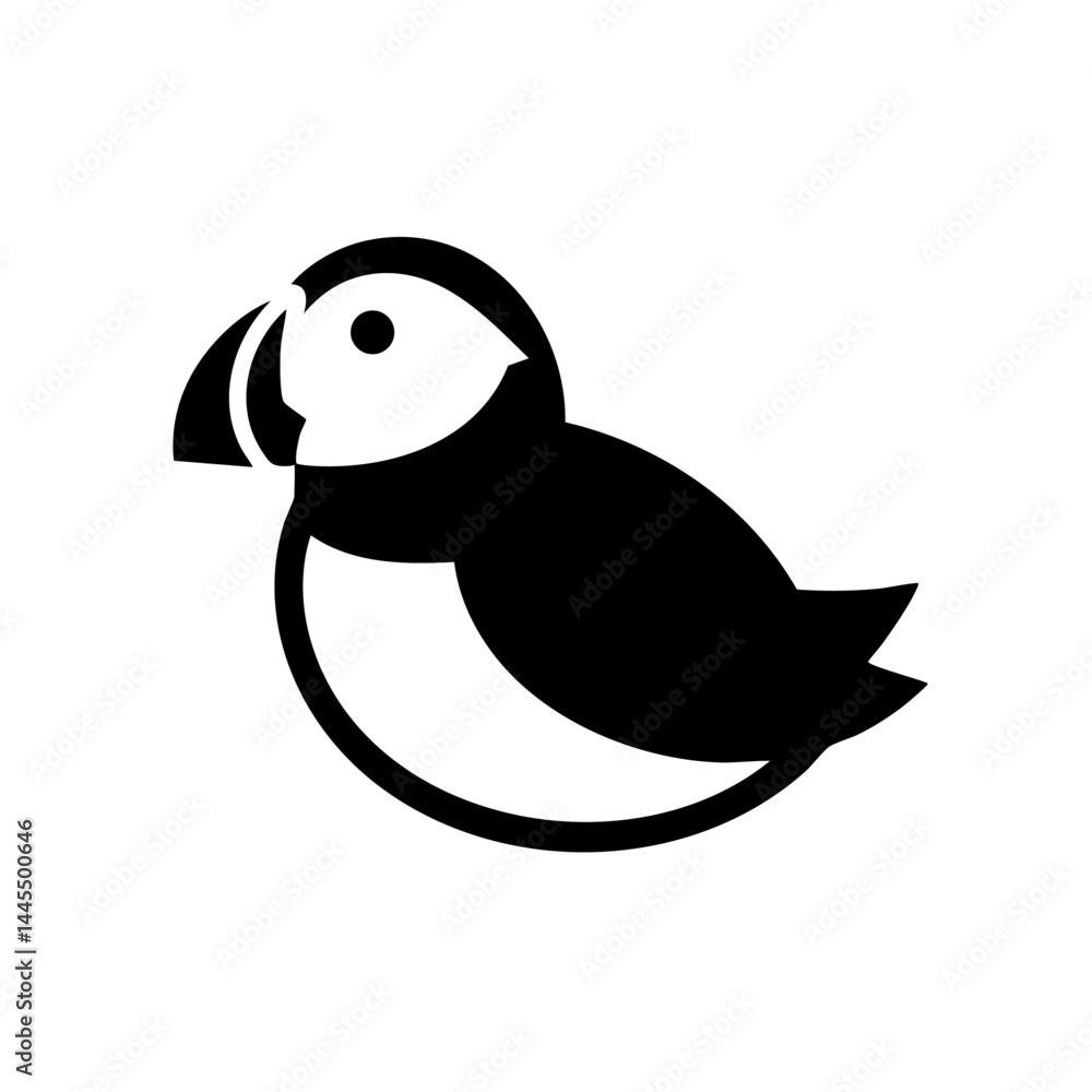Fototapeta premium Puffin: A Stunning Black and White Bird Illustration