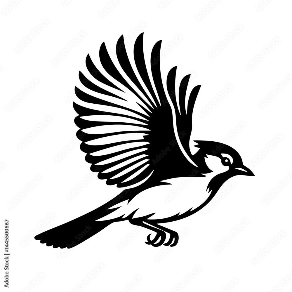 Obraz premium Majestic Bird in Flight: Black and White Bird Silhouette Art