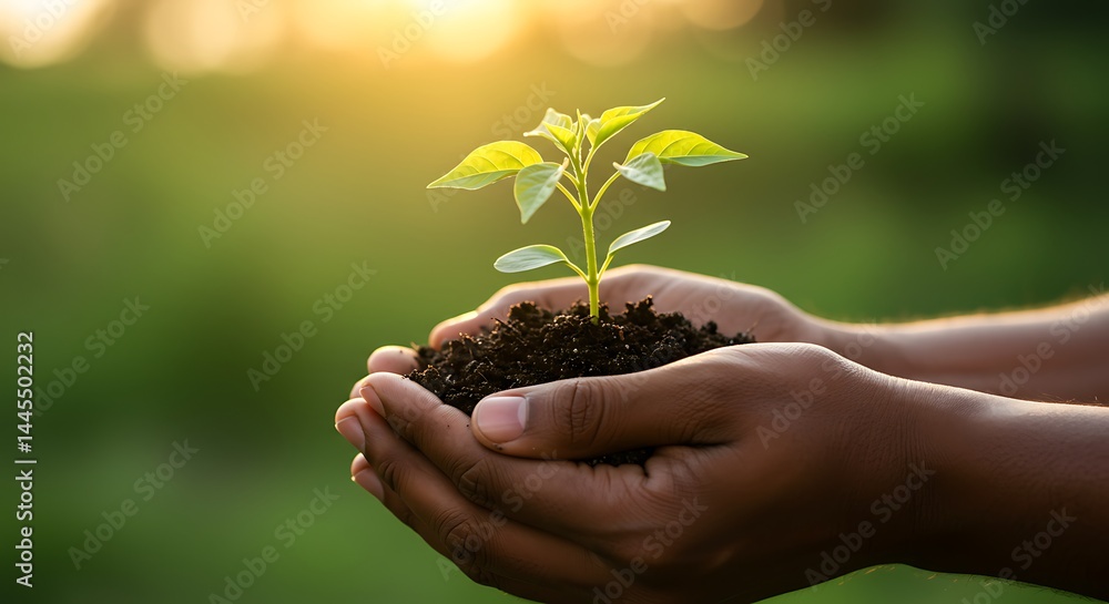 Tender Sapling Held in Caring Hands: A Symbol of Growth and Sustainability Tender Sapling Held in Caring Hands: A Symbol of Growth and Sustainability
