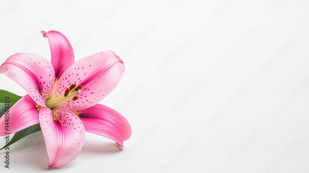Fototapeta premium Beautiful Pink Lily Flower Bloom on White Background for Decoration