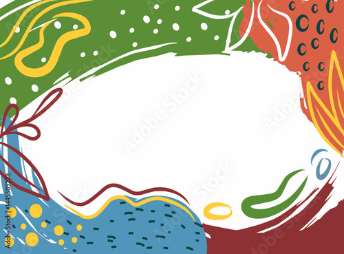 Vector illustration of an abstract background with leaf elements, blob and organic shapes line art with white negative space for text.