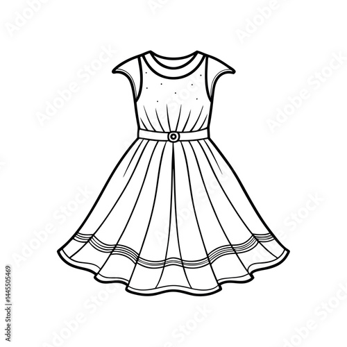 swing dress line art vector illustration vector art