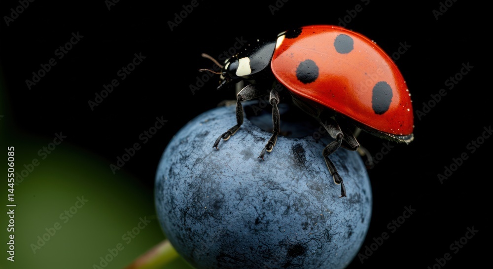 Fototapeta premium Ladybug on a Blueberry (Photo)