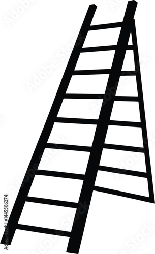 vector ladder leaning against wall on white 