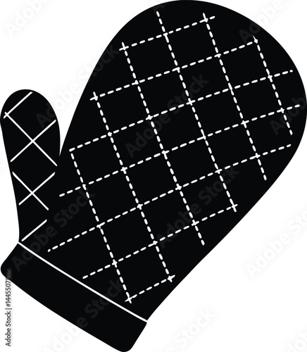 vector oven mitt with stitched pattern on white 