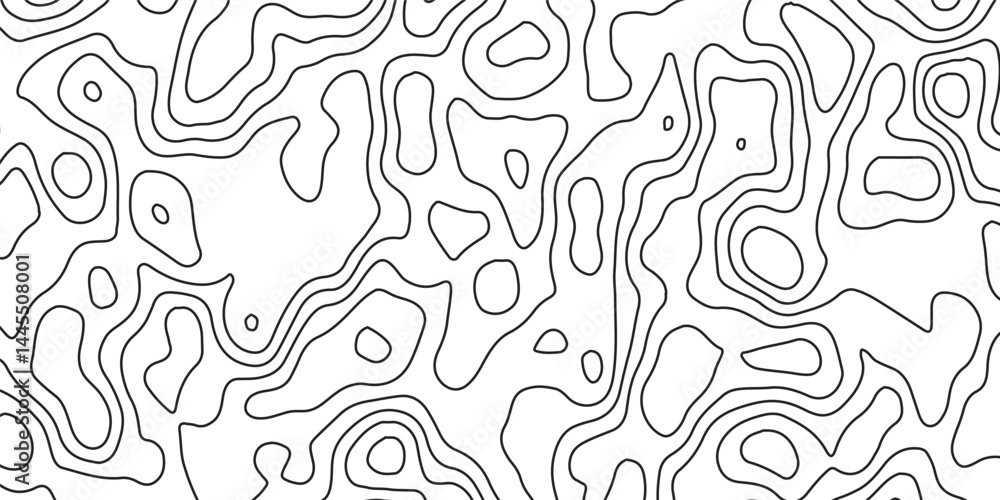 Topographic map background geographic line map with elevation assignments. Black and White background with topographic wavy pattern design. paper texture Imitation of a geographical map shades. Topographic map background geographic line map with elevation assignments. Black and White background with topographic wavy pattern design. paper texture Imitation of a geographical map shades.
