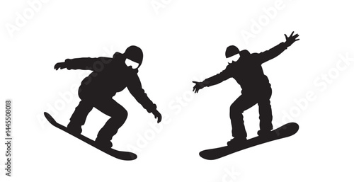 snow boarding silhouettes