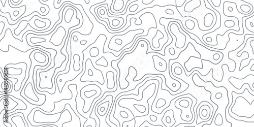 Topographic map background geographic line map with elevation assignments. Grey and White background with topographic wavy pattern design. paper texture Imitation of a geographical map shades.