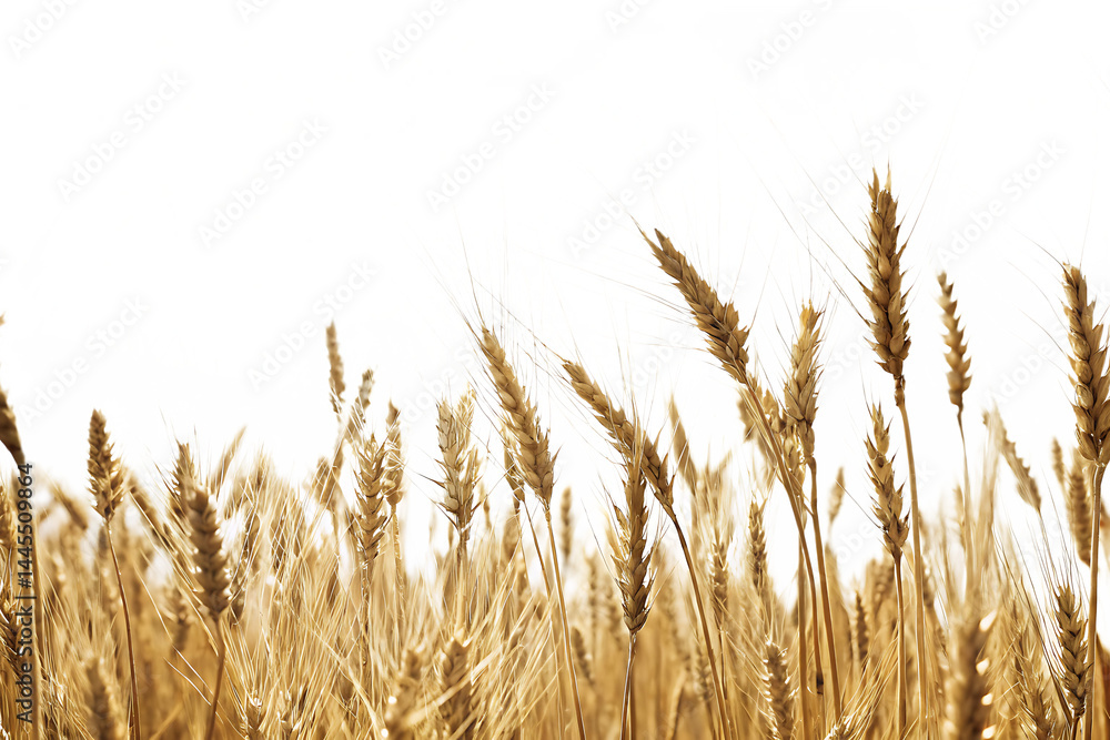 Fototapeta premium Wheat field isolated on white background PNG