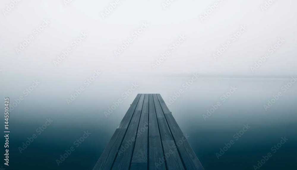 Foggy Morning on a Wooden Pier