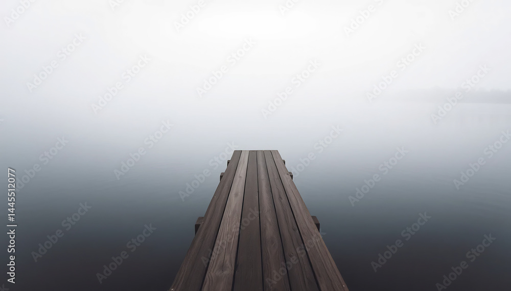 Foggy Morning on a Wooden Pier