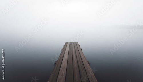 Obraz na płótnie Foggy Morning on a Wooden Pier w salonie