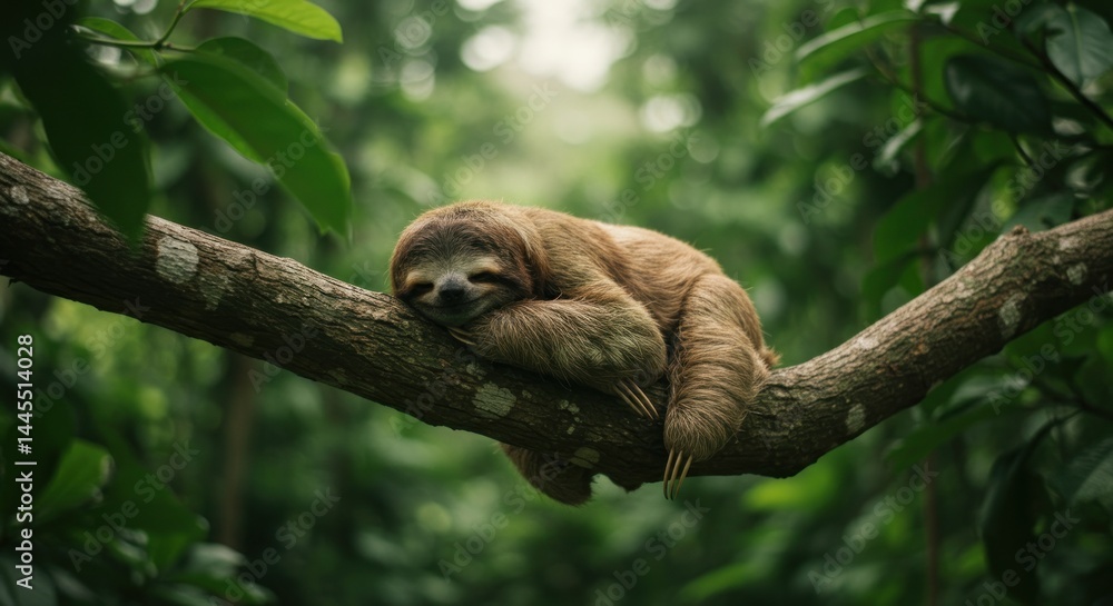 Fototapeta premium Sleepy Sloth on a Branch - Photo
