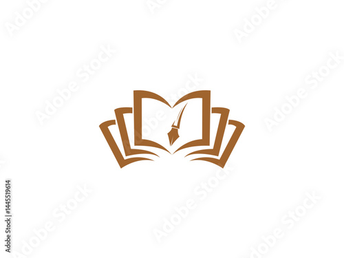 Simple Icon of Stacked Books on white  Background . A minimalist icon of  books stacked vertically on a plain gray and white  background. 