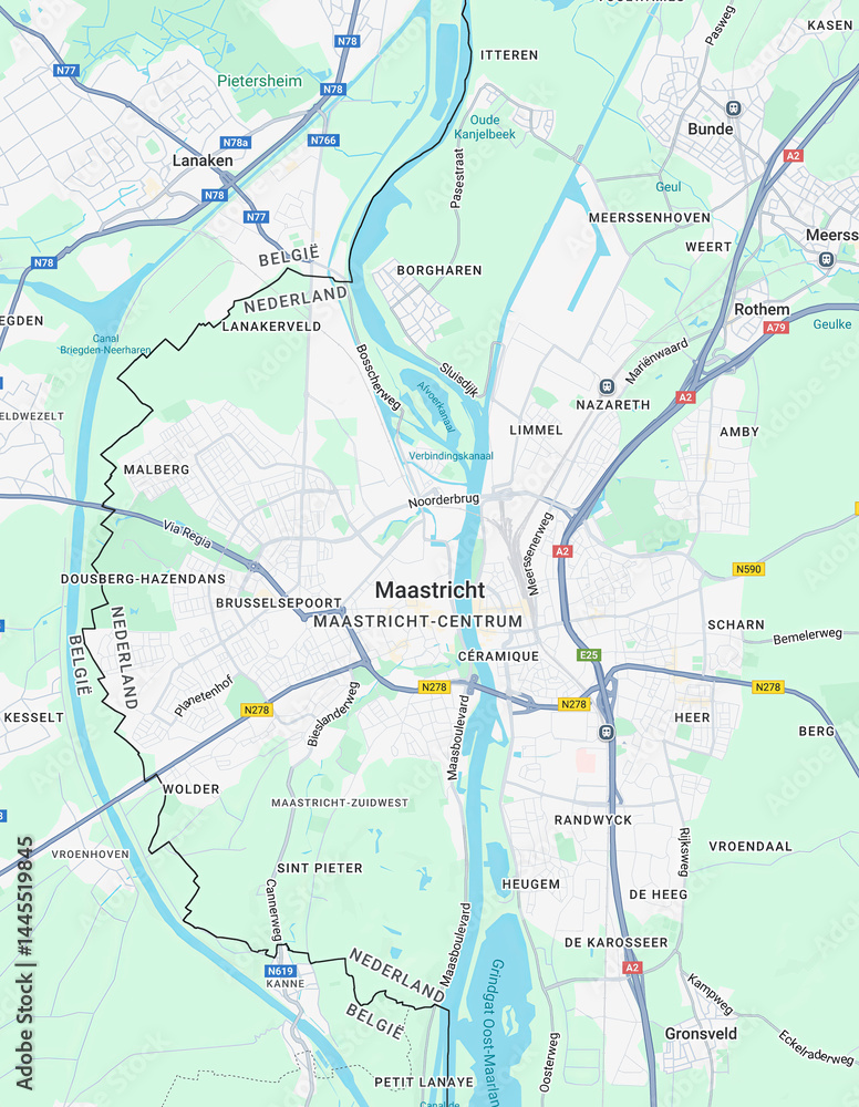 Naklejka premium Urban city map of Maastricht, The Netherlands 