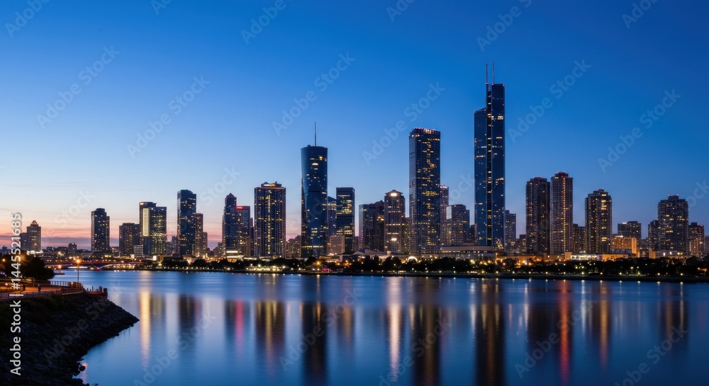 Obraz premium Chicago Skyline at Dusk - Photo