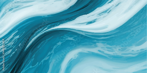 Watercolor wash blending sea and sky elements in delicate blue and white tones. Elegant Watercolor Sea Waves with White Highlights Mimicking a Gentle Tropical Surge