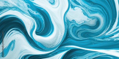 Watercolor wash blending sea and sky elements in delicate blue and white tones. Elegant Watercolor Sea Waves with White Highlights Mimicking a Gentle Tropical Surge