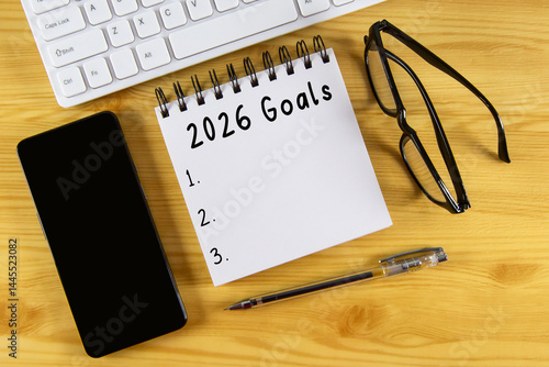 Obraz na płótnie 2026 Goals on Notebook. New Resolution List. w salonie
