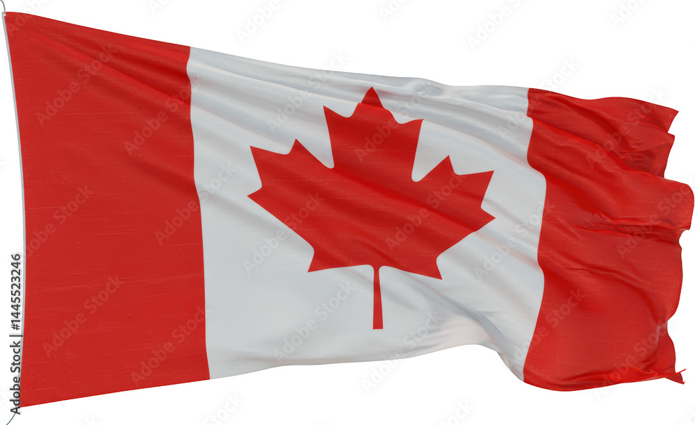 Canadian Flag Waving Red and White Maple Leaf Banner National Symbol Fabric Texture Canadian Flag Waving Red and White Maple Leaf Banner National Symbol Fabric Texture