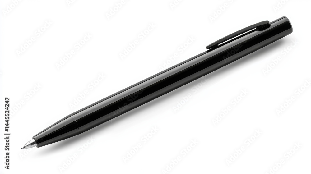 Black pen positioned cleanly on a white background Black pen positioned cleanly on a white background