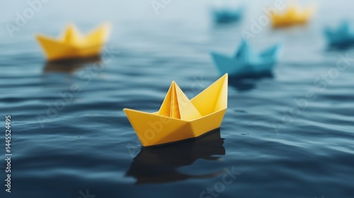 Paper boats navigating the waters, a metaphor for leadership and strategy in business