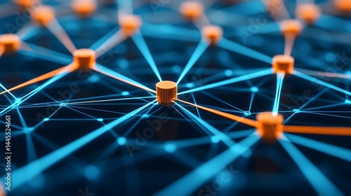 Obraz na płótnie Dynamic network of interconnected digital nodes w salonie