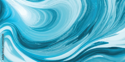Watercolor wash blending sea and sky elements in delicate blue and white tones. Watercolor texture of soft blue ocean waves, seamlessly blended hues to represent the gentle motion of a tsunami wave