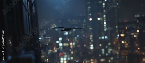 Wallpaper Mural 夜の街を飛ぶカラス Torontodigital.ca