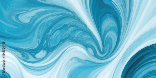 Watercolor texture of soft blue ocean waves, seamlessly blended with white hues to represent the gentle motion of a tsunami wave. Artistic Flat Illustration of a Calm Tsunami in Tropical Waters 