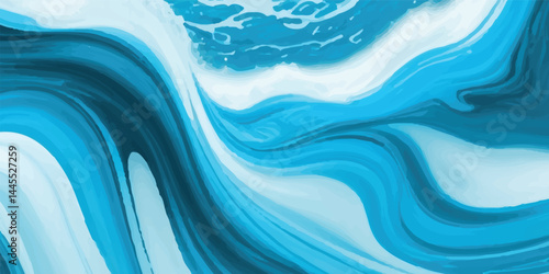 Watercolor texture of soft blue ocean waves, seamlessly blended with white hues to represent the gentle motion of a tsunami wave. Stylized Tsunami Wave in Watercolor Texture