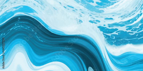 Watercolor texture of soft blue ocean waves, seamlessly blended with white hues to represent the gentle motion of a tsunami wave. Stylized Tsunami Wave in Watercolor Texture