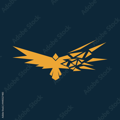 Modern Abstract Golden Bird Logo with Fragmented Wing