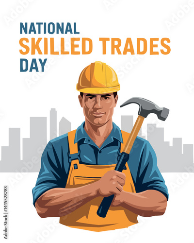 National Skilled Trades Day Worker Illustration with Tools