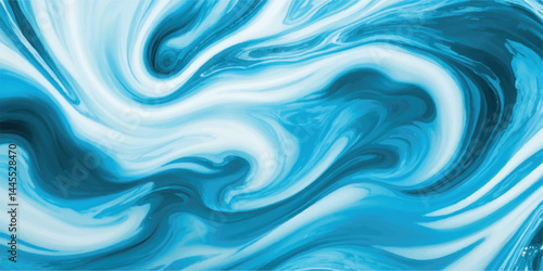 Watercolor texture of soft blue ocean waves, seamlessly blended with white hues to represent the gentle motion of a tsunami wave, Watercolor Ocean Waves Foam Accents in a Flat Tropical Splash Style
