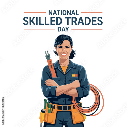 National Skilled Trades Day Worker Illustration with Tools
