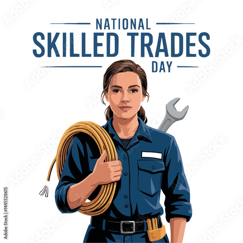 National Skilled Trades Day Worker Illustration with Tools