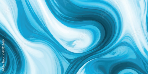 Watercolor texture of soft blue ocean waves, seamlessly blended with white hues to represent the gentle motion of a tsunami wave, Watercolor Ocean Waves Foam Accents in a Flat Tropical Splash Style