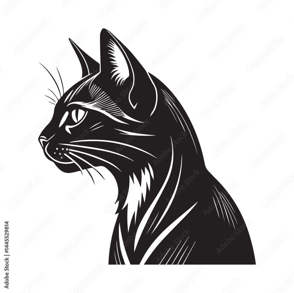 Obraz premium Black Cat Face Icon – Simple Vector